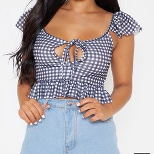 prettylittlething gingham crop top